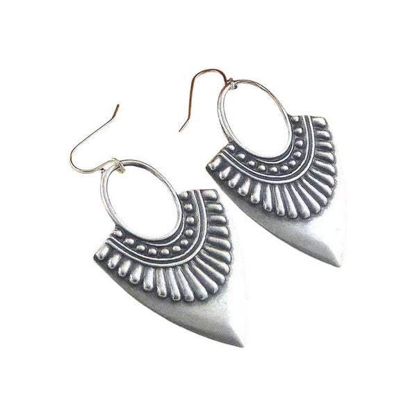 Vintage Geometric Carved Pendant Earrings, Exquisite Design