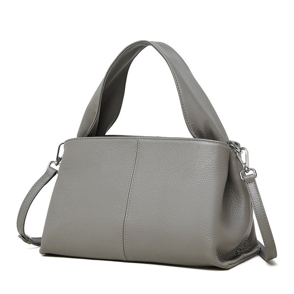 Female Solid Color Retro Texture Top Layer Cowhide Messenger Bag