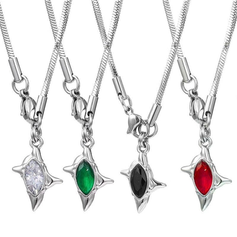 Gemini Zodiac Titanium Steel Zircon Necklace