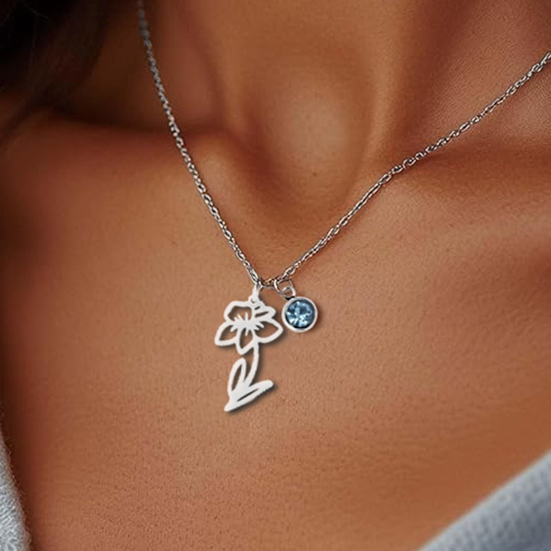 Women’s December Birthstone Flower Pendant Necklace – Versatile Design