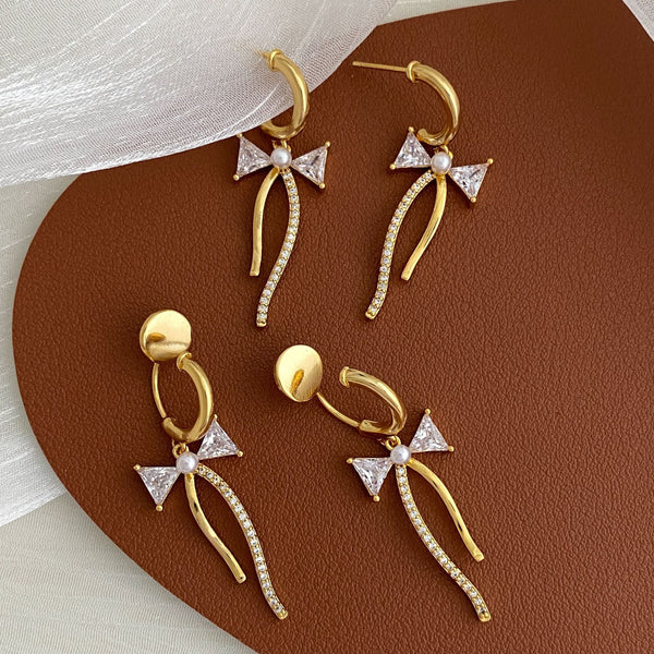 Asymmetric Micro-Set Zirconia C-Shaped Earrings - Light Luxury & Versatile