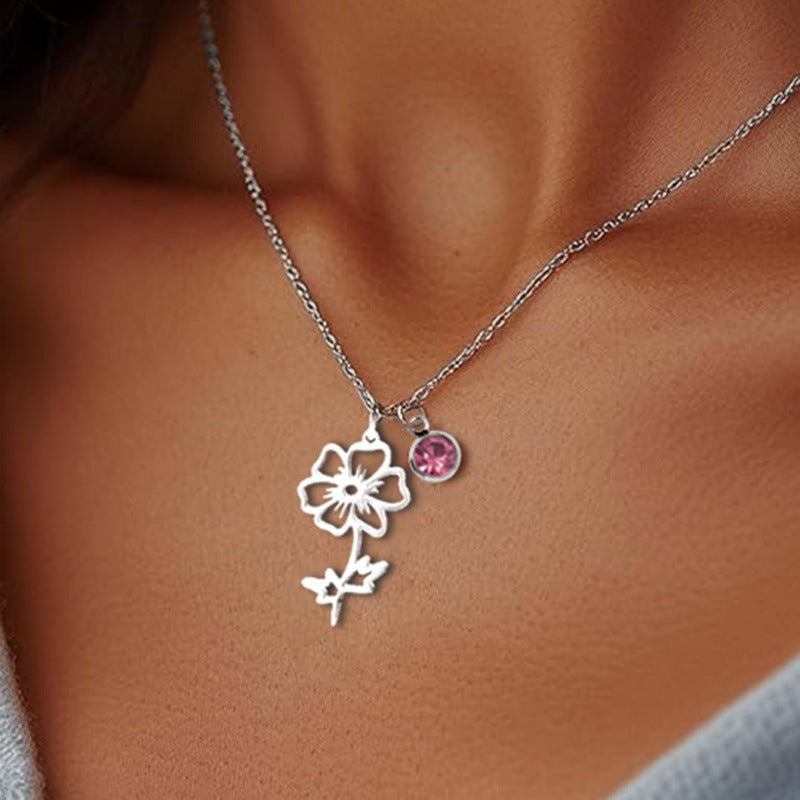 Women’s December Birthstone Flower Pendant Necklace – Versatile Design