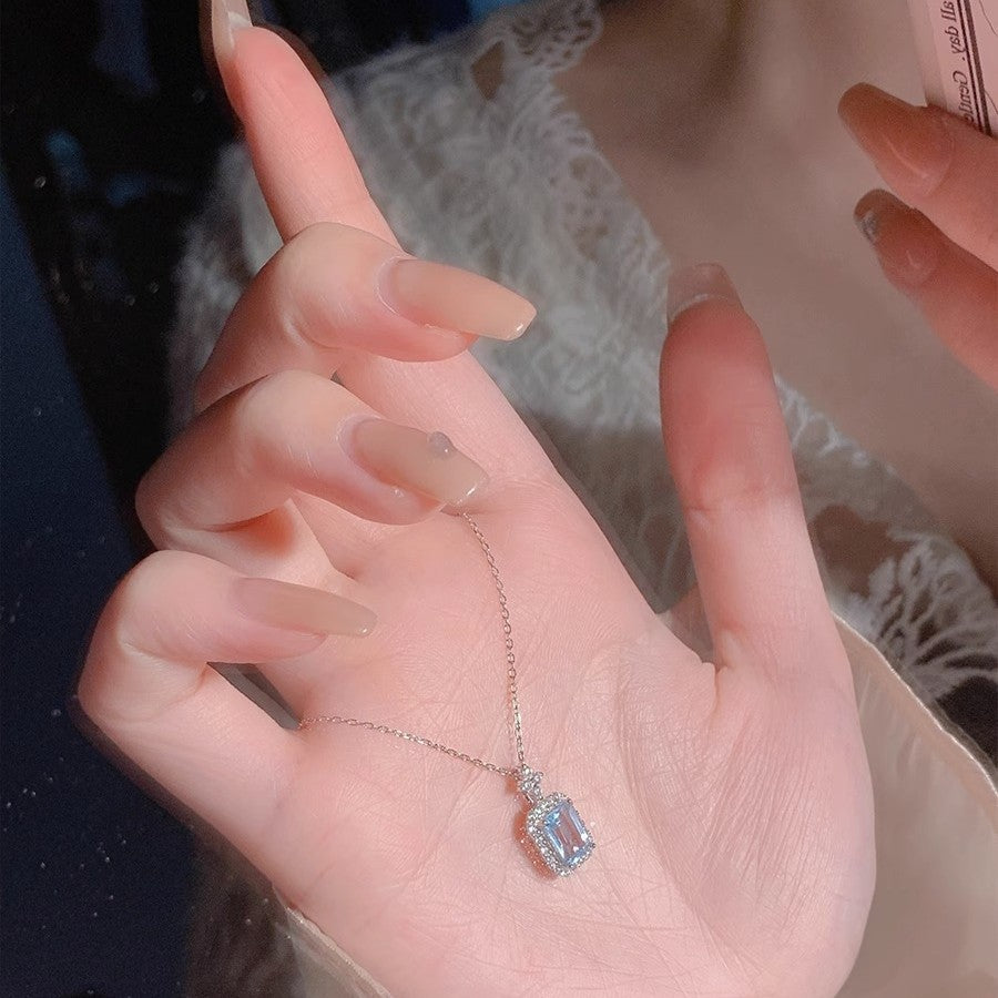 Blue Sea Shining Diamond Necklace, High-End & Versatile Design