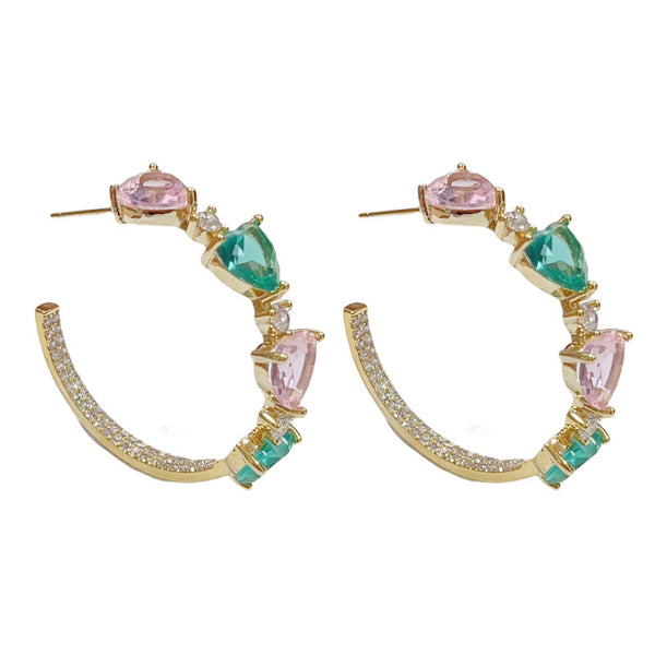 Colored Loving Heart C-Shaped Earring