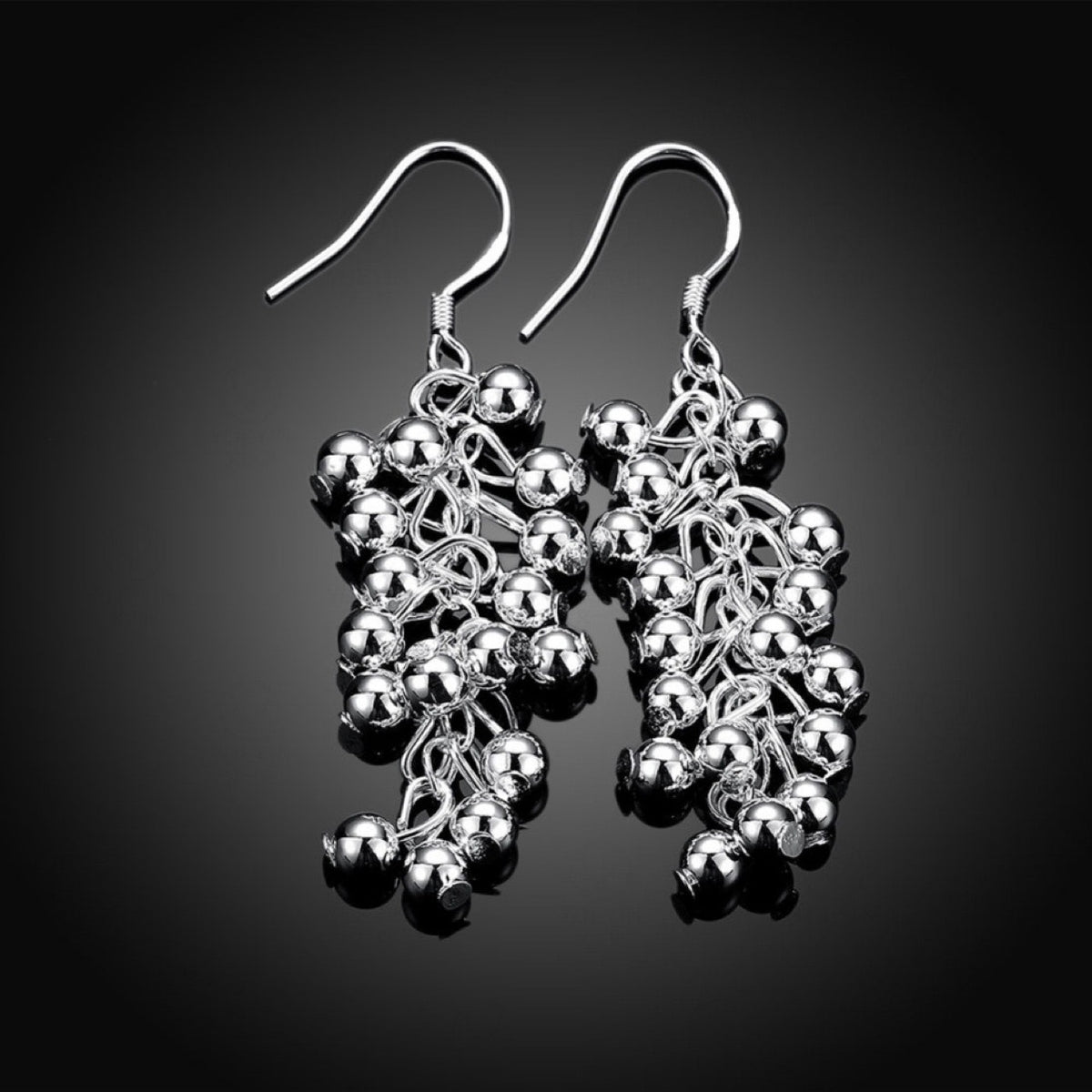 Silver Light Beaded Dangle Earrings for Women