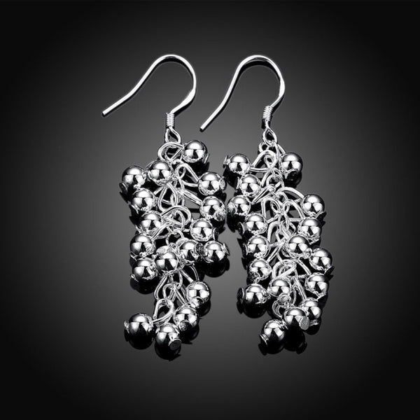 Silver Light Beaded Dangle Earrings for Women