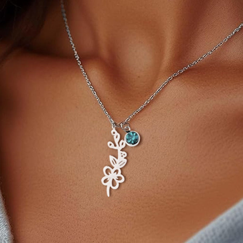 Women’s December Birthstone Flower Pendant Necklace – Versatile Design