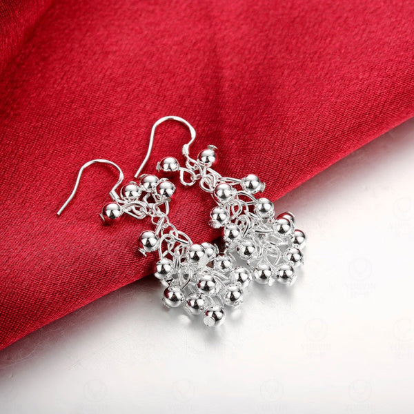 Silver Light Beaded Dangle Earrings for Women