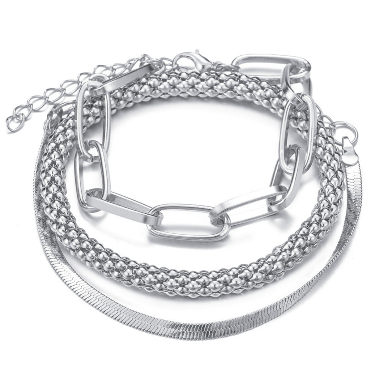 Retro Snake Bone Chain Multi‑Layer Bracelet Set - 3 Pieces