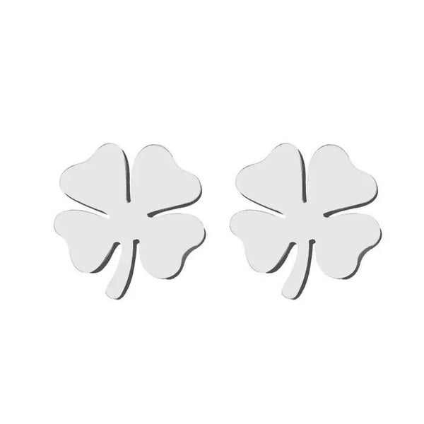18K Gold Four-Leaf Clover Earrings, Titanium Steel, Fade-Resistant, High-End Design