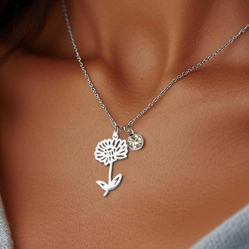 Women’s December Birthstone Flower Pendant Necklace – Versatile Design
