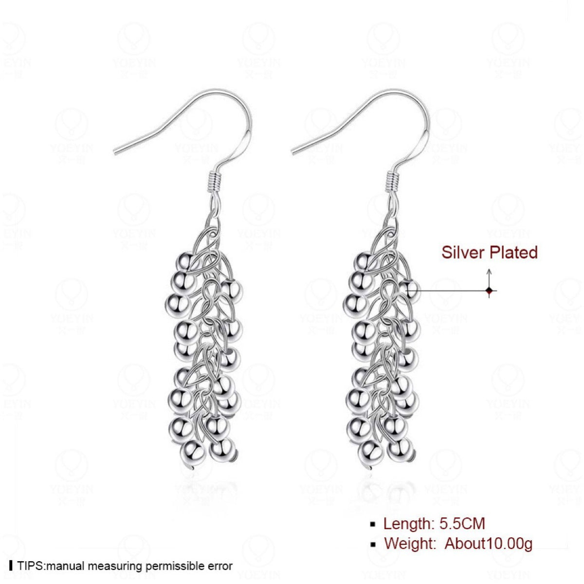 Silver Light Beaded Dangle Earrings for Women