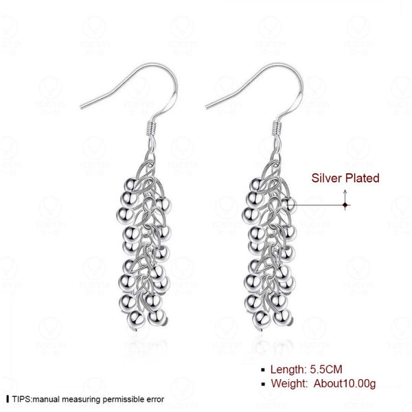 Silver Light Beaded Dangle Earrings for Women