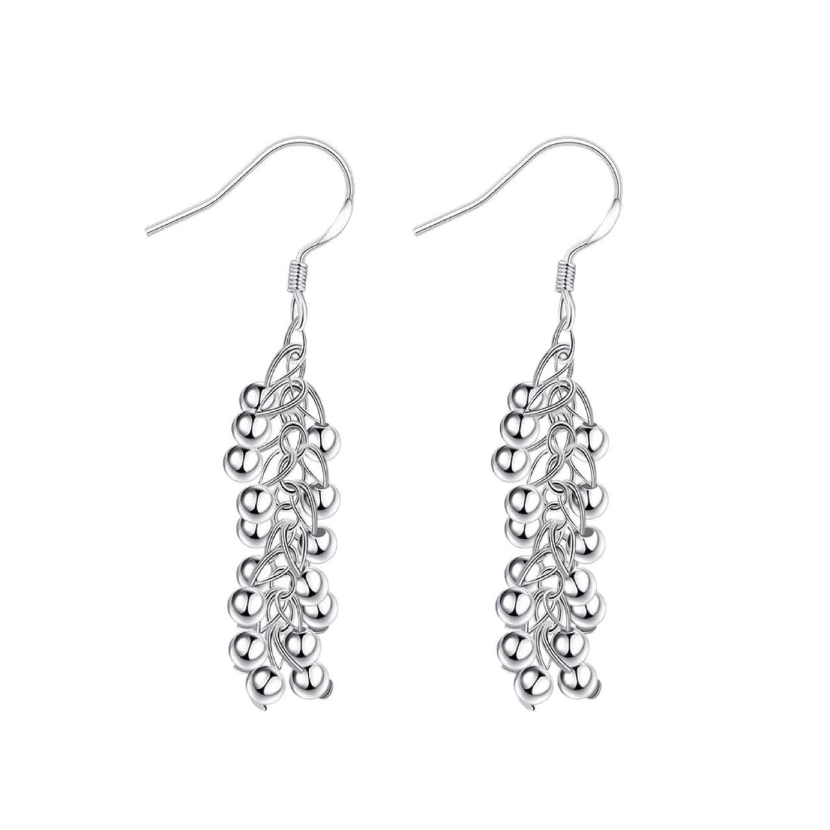 Silver Light Beaded Dangle Earrings for Women