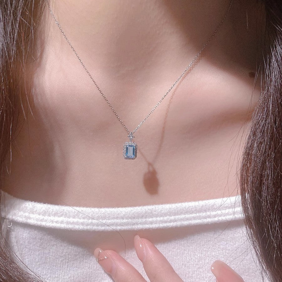 Blue Sea Shining Diamond Necklace, High-End & Versatile Design