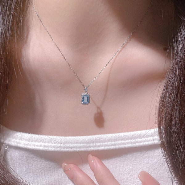 Blue Sea Shining Diamond Necklace, High-End & Versatile Design