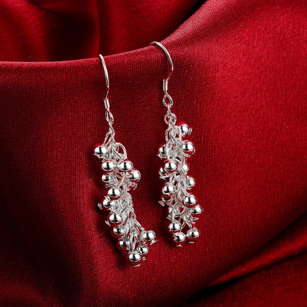 Silver Light Beaded Dangle Earrings for Women