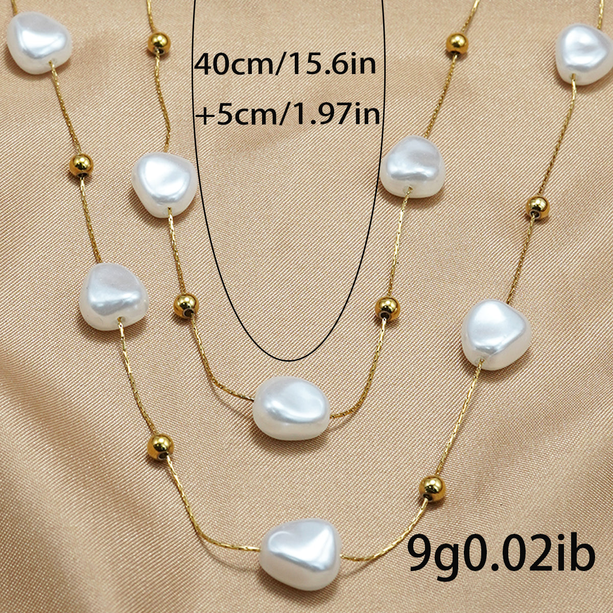 Lxalry 18K Gold Plated Pearl Studded Necklace  Stainless Steel Minimalist Jewelry For Women Lightweight  Gift