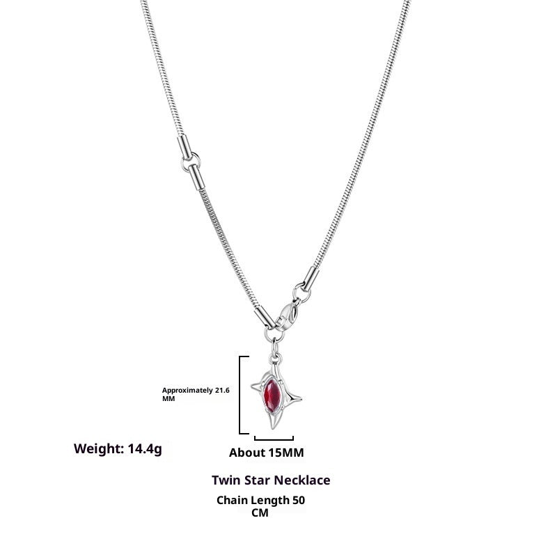 Gemini Zodiac Titanium Steel Zircon Necklace