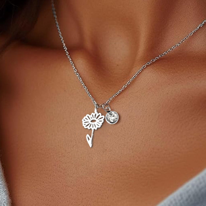 Women’s December Birthstone Flower Pendant Necklace – Versatile Design