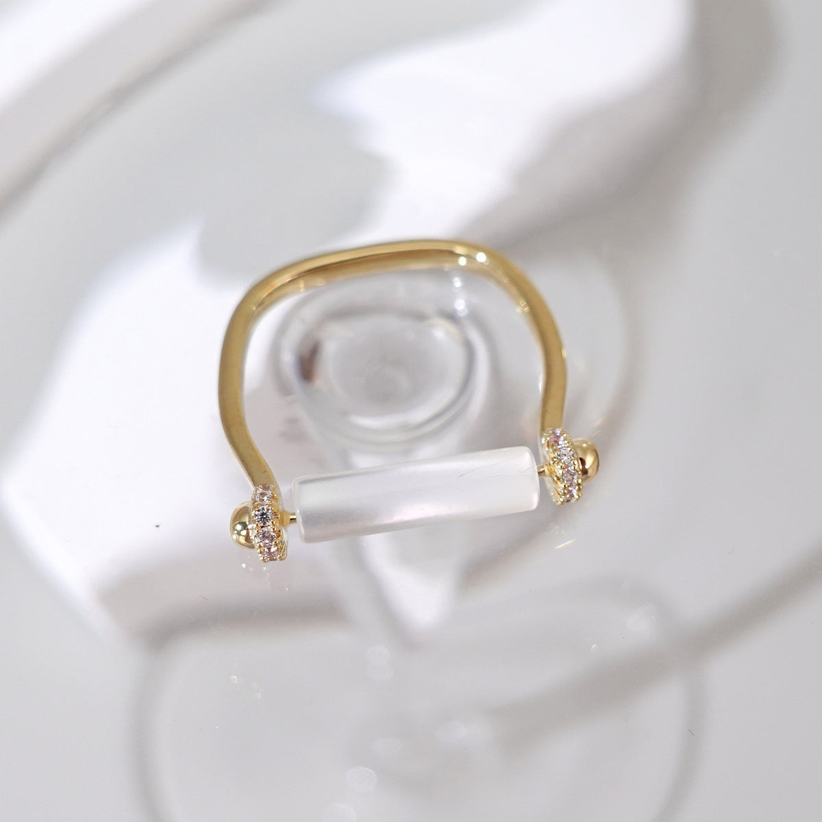 Rotatable Micro-Paved Diamond Geometric Ring - Light Luxury, High-End Design