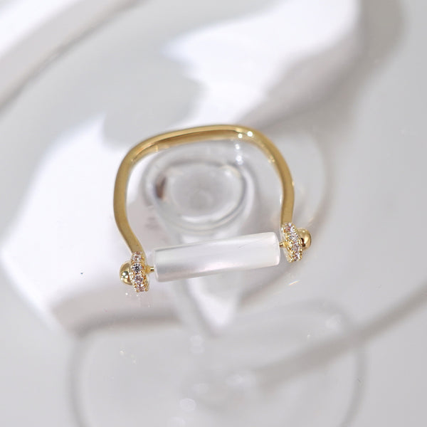 Rotatable Micro-Paved Diamond Geometric Ring - Light Luxury, High-End Design