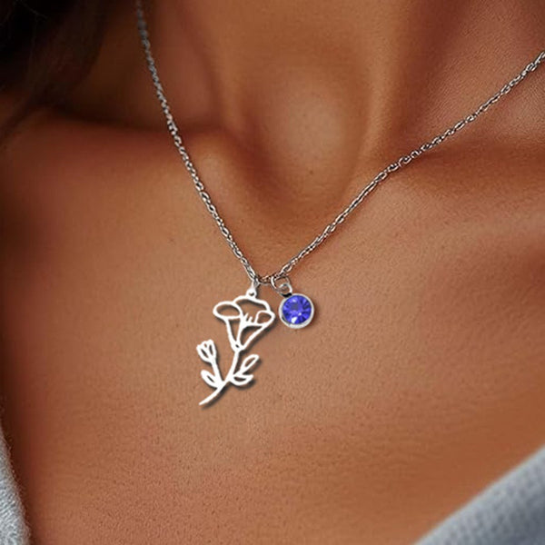 Women’s December Birthstone Flower Pendant Necklace – Versatile Design