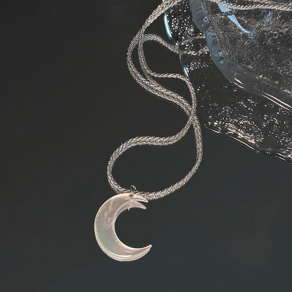 Moon Shell Zircon Thin Necklace Women Summer