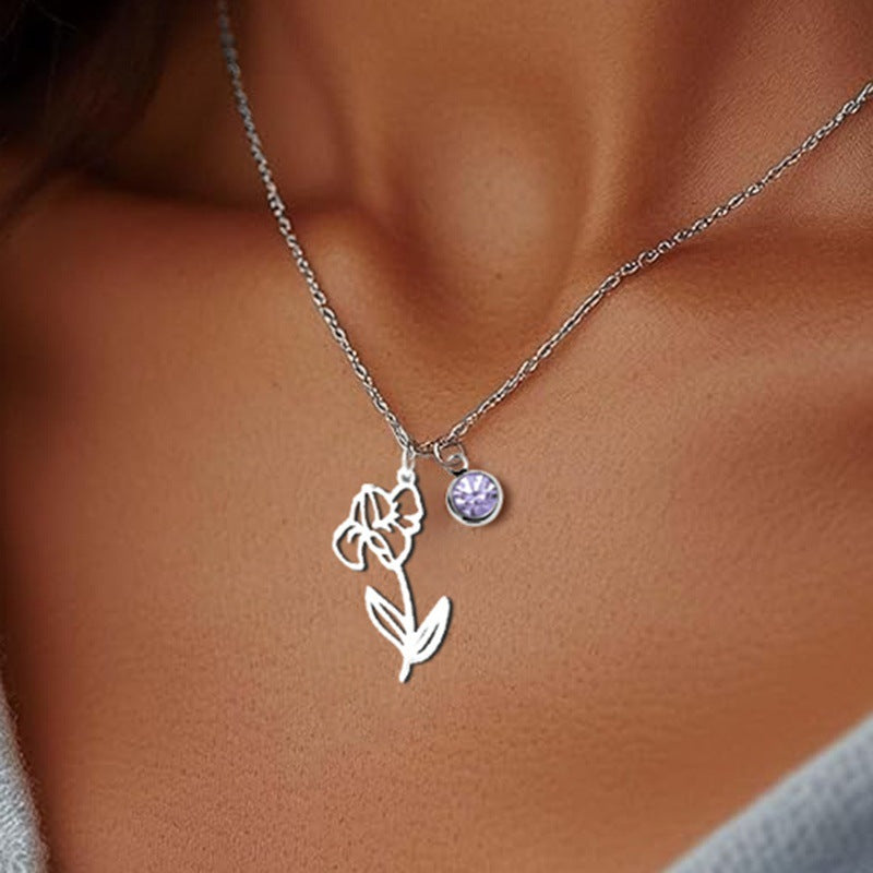 Women’s December Birthstone Flower Pendant Necklace – Versatile Design
