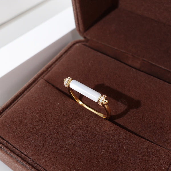 Rotatable Micro-Paved Diamond Geometric Ring - Light Luxury, High-End Design