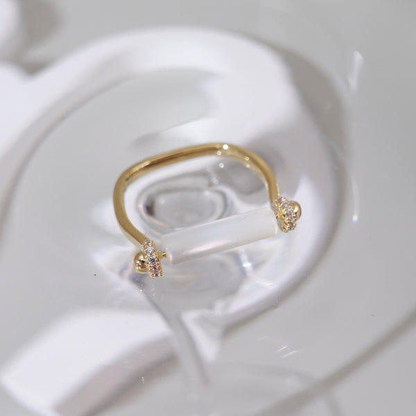 Rotatable Micro-Paved Diamond Geometric Ring - Light Luxury, High-End Design