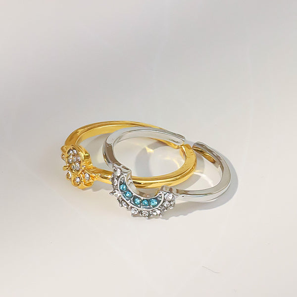 Sun And Moon Diamond-studded Ring High-grade Temperament