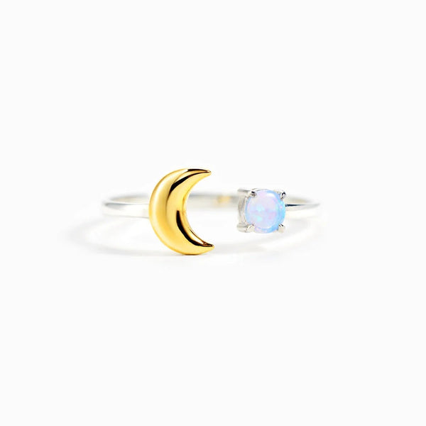 Bicolor Opal Inlaid European And American Ring