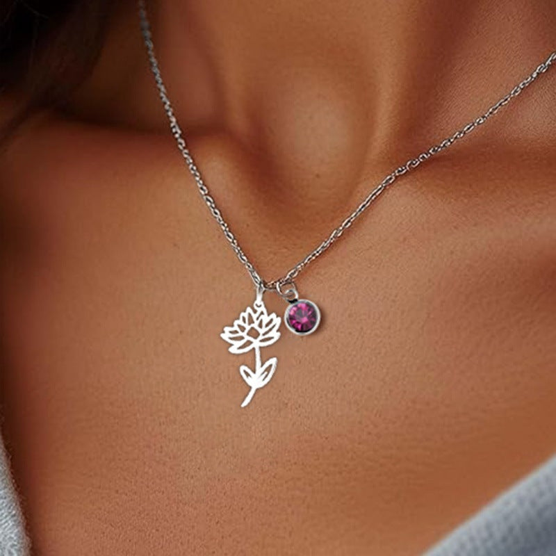 Women’s December Birthstone Flower Pendant Necklace – Versatile Design