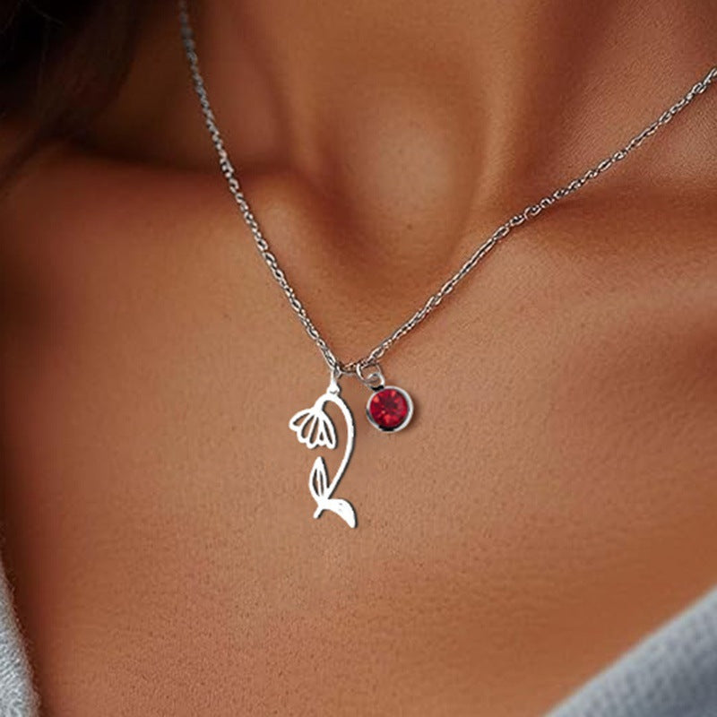 Women’s December Birthstone Flower Pendant Necklace – Versatile Design