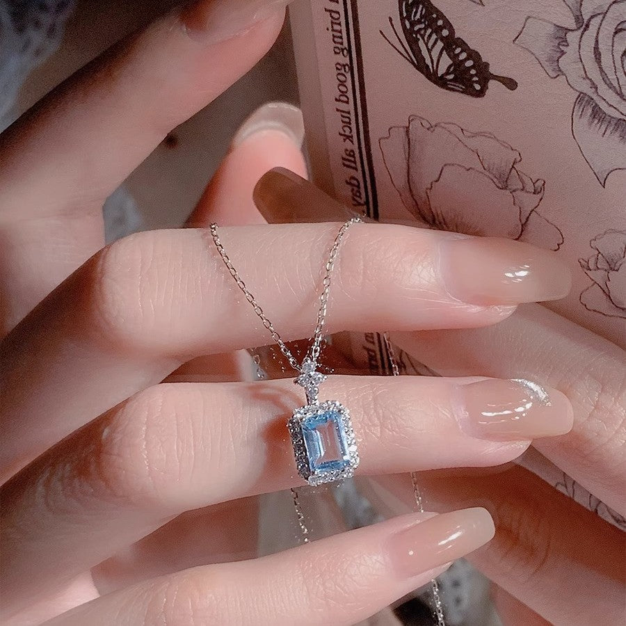 Blue Sea Shining Diamond Necklace, High-End & Versatile Design